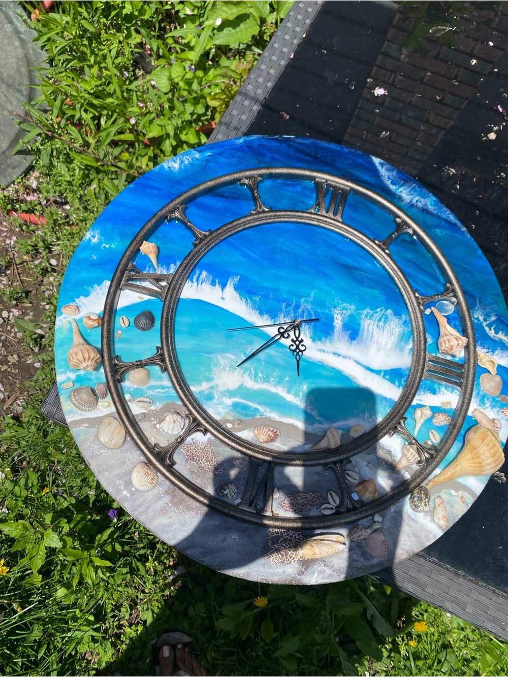 Coastal Wave Wall Clock – Blue and Turquoise Beach Décor